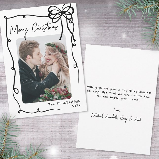 Tarjeta Festiva Navidades caprichosos (Hand Drawn Whimsical Christmas Holiday Card)