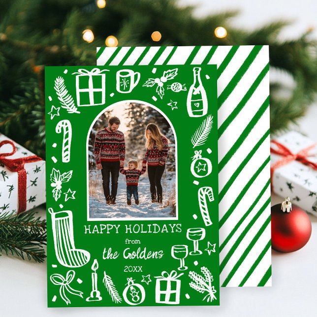 Tarjeta Festiva Navidades caprichosos adoran foto del arco Persona (Whimsical Christmas Cute Custom Arch PHOTO Holiday Card
)