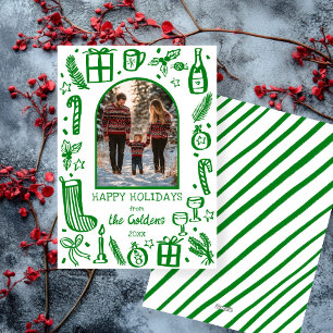 Tarjeta Festiva Navidades caprichosos adoran foto del arco Persona