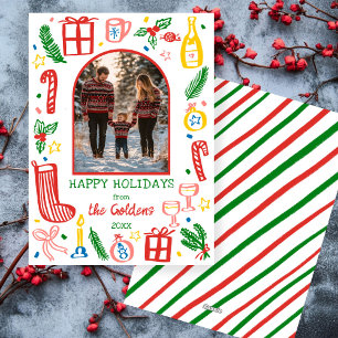 Tarjeta Festiva Navidades caprichosos adoran foto del arco Persona
