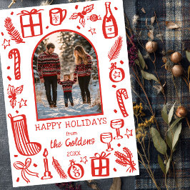 Tarjeta Festiva Navidades caprichosos adoran foto del arco Persona