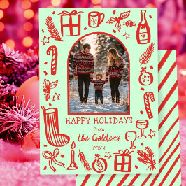 Tarjeta Festiva Navidades caprichosos adoran foto del arco Persona