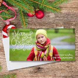 Tarjeta Festiva Navidades caprichosos caligrafía fotografía modern