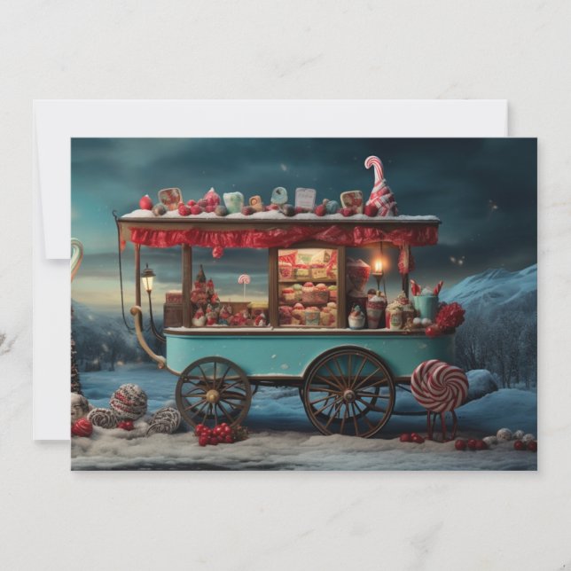 Tarjeta Festiva Navidades caprichosos Candy Cart 1 (Anverso)