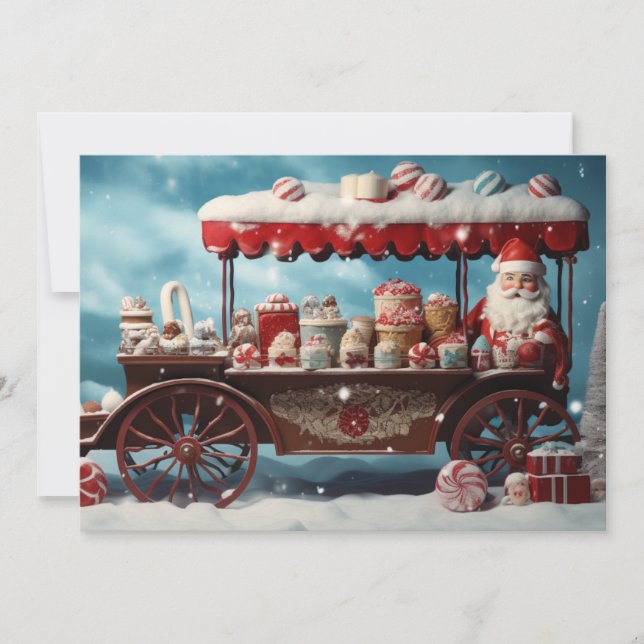 Tarjeta Festiva Navidades caprichosos Candy Cart 3 (Anverso)