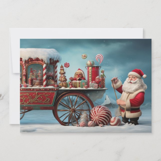 Tarjeta Festiva Navidades caprichosos Candy Cart 4 (Anverso)