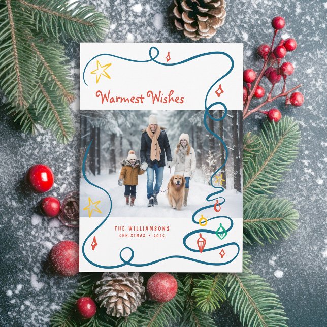 Tarjeta Festiva Navidades caprichosos con dibujos hechos a mano co (Available in both printed and instant download digital formats!)