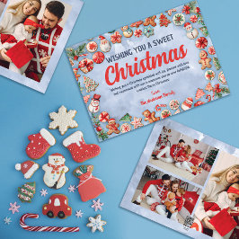Tarjeta Festiva Navidades caprichosos cookie fotos familiares