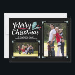 Tarjeta Festiva Navidades caprichosos de 2 fotos de Holly<br><div class="desc">Envíe sus saludos de vacaciones con estilo con esta tarjeta de vacaciones de 2 fotos que incluye obras de arte de caligrafía con letras a mano y un hueco de acuarela. Viene con un diseño de patrón de acuarela coincidente en la parte posterior. Opte por un toque lujoso extra con...</div>