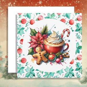 Tarjeta Festiva Navidades caprichosos de cacao caliente y canela