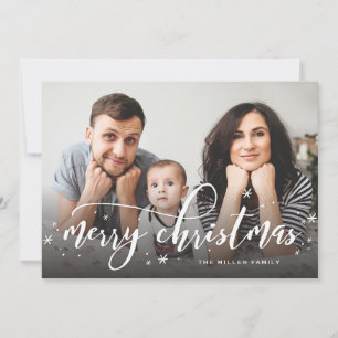 Tarjeta Festiva Navidades caprichosos de la nieve rociando la foto