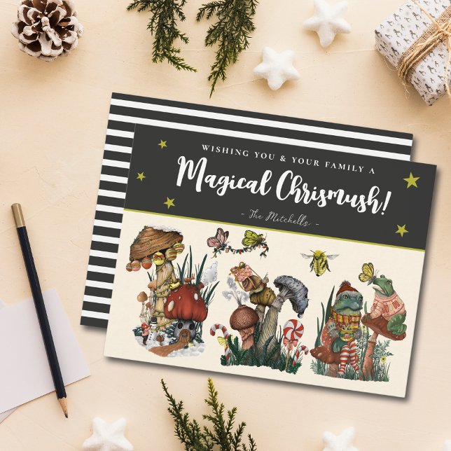 Tarjeta Festiva Navidades caprichosos de moras negras y ranas (Subido por el creador)