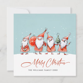 Tarjeta Festiva Navidades caprichosos de Santa Claus Gnomes