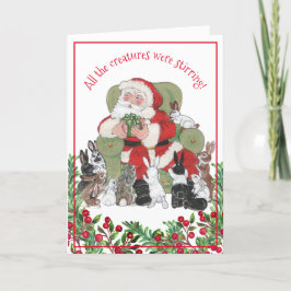 Tarjeta Festiva Navidades caprichosos del conejo de Santa Bunny ll