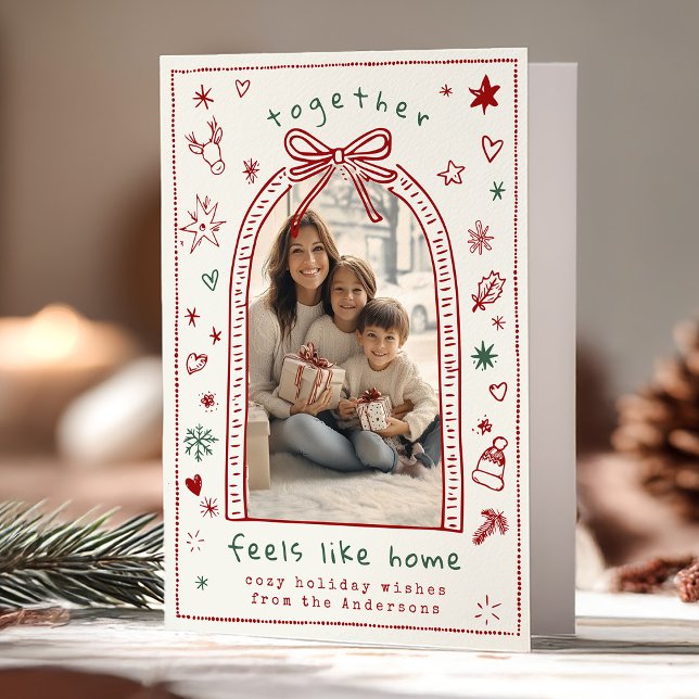Tarjeta Festiva Navidades caprichosos dibujados a mano doblan foto (Subido por el creador)