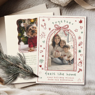 Tarjeta Festiva Navidades caprichosos dibujados a mano doblan foto