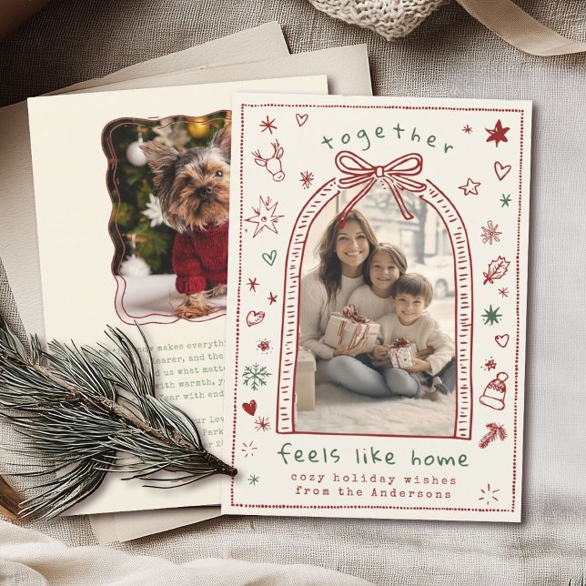 Tarjeta Festiva Navidades caprichosos dibujados a mano doblan foto (Subido por el creador)