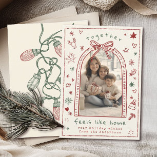 Tarjeta Festiva Navidades caprichosos dibujados a mano doblan foto
