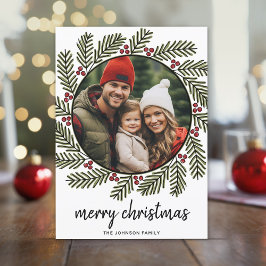 Tarjeta Festiva Navidades caprichosos Foto - caligrafía - ramas