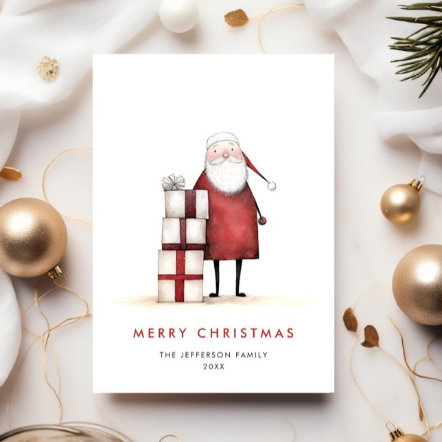 Tarjeta Festiva Navidades caprichosos Minimalistas de Santa Claus (Subido por el creador)