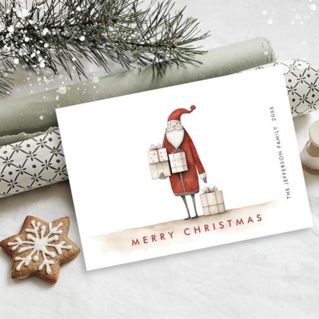 Tarjeta Festiva Navidades caprichosos Minimalistas de Santa Claus (Subido por el creador)