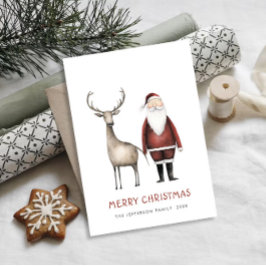 Tarjeta Festiva Navidades caprichosos Minimalistas de Santa Claus