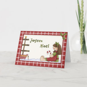 Tarjeta Festiva Navidades caprichosos morden muñeca en francés