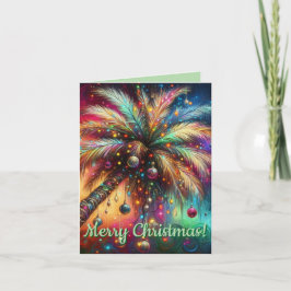 Tarjeta Festiva Navidades caprichosos Palm Tree Tropical Beach Viv