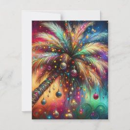 Tarjeta Festiva Navidades caprichosos Palm Tree Tropical Beach Viv