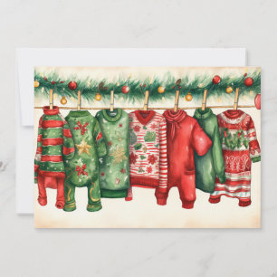 Tarjeta Festiva Navidades caprichosos sudan en una línea