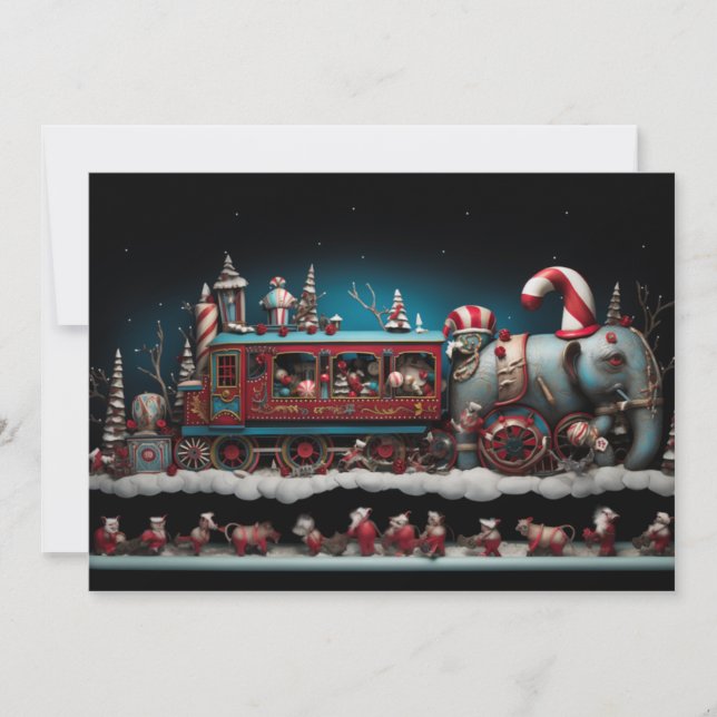Tarjeta Festiva Navidades caprichosos Tren de Vela 1 (Anverso)