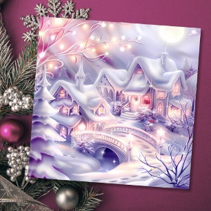 Tarjeta Festiva Navidades caprichosos Village Winter Wonderland