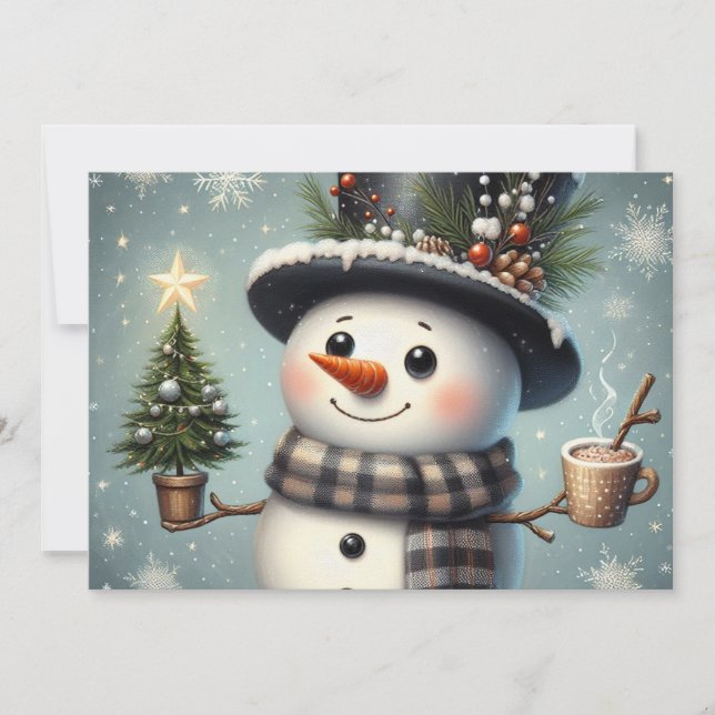 Tarjeta Festiva Navidades caprichosos y llenos de nieve en inviern (Anverso)