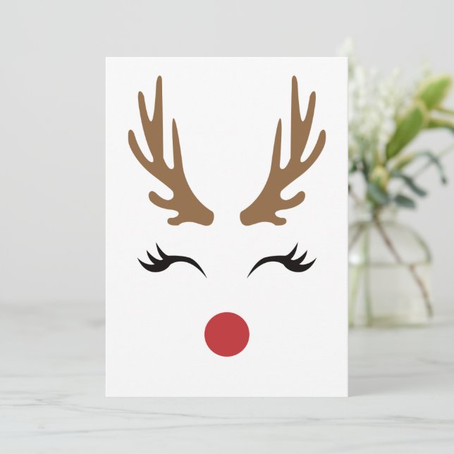 Tarjeta Festiva Navidades caprichosos y llenos de renos (Anverso de pie)