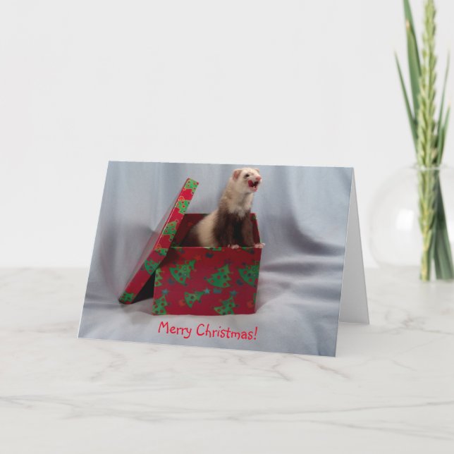Tarjeta Festiva Navidades Card Ferret (Anverso)