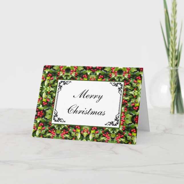Tarjeta Festiva Navidades Card Holly Berries (Anverso)