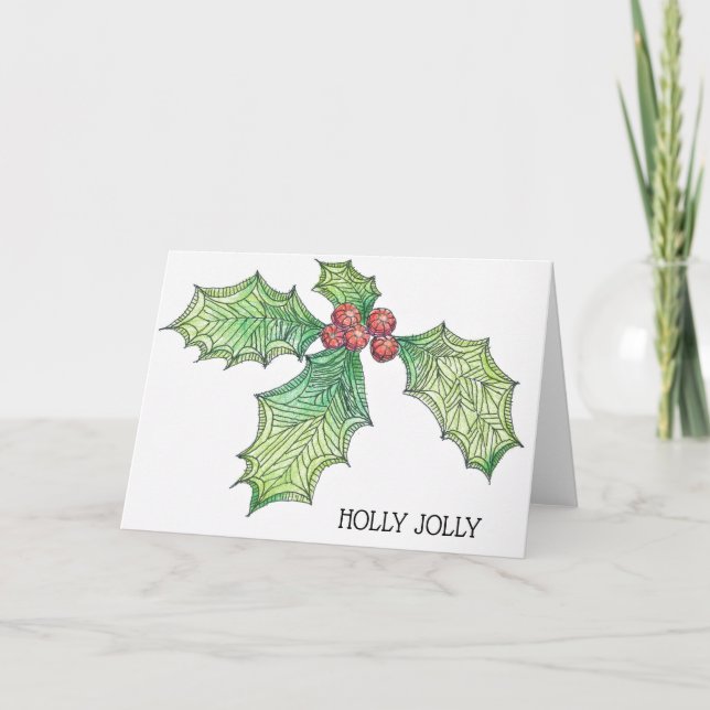 Tarjeta Festiva Navidades Card Holly Jolly (Anverso)