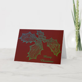 Tarjeta Festiva Navidades Card Holly Sketch