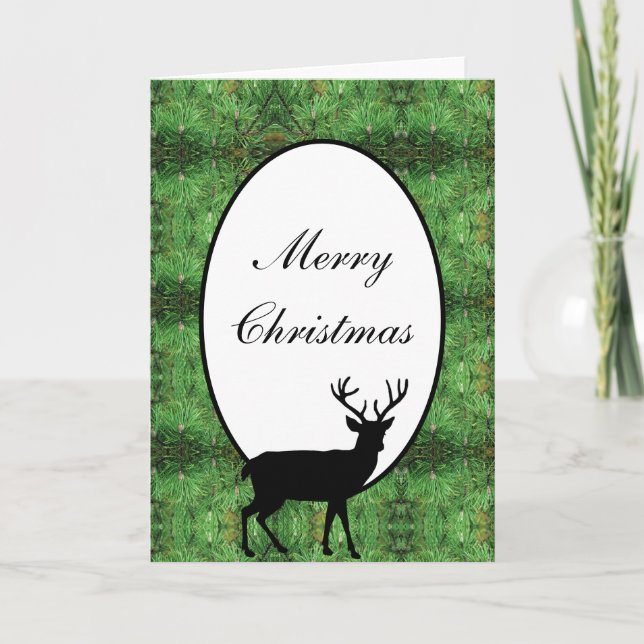 Tarjeta Festiva Navidades Card Stag & Pine Boughs (Anverso)