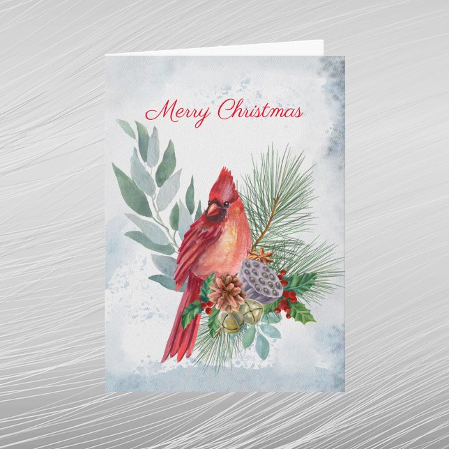 Tarjeta Festiva Navidades Cardenales Red Pine Greenery (Subido por el creador)