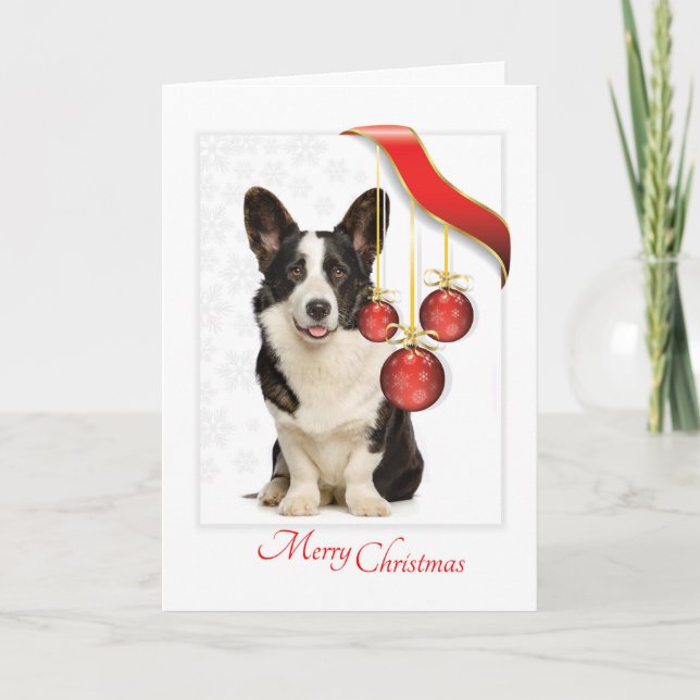 Tarjeta Festiva Navidades Cardigan Corgi (Anverso)