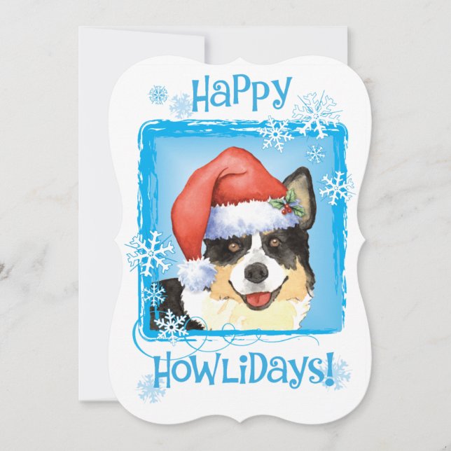 Tarjeta Festiva Navidades Cardigan Welsh Corgi (Anverso)