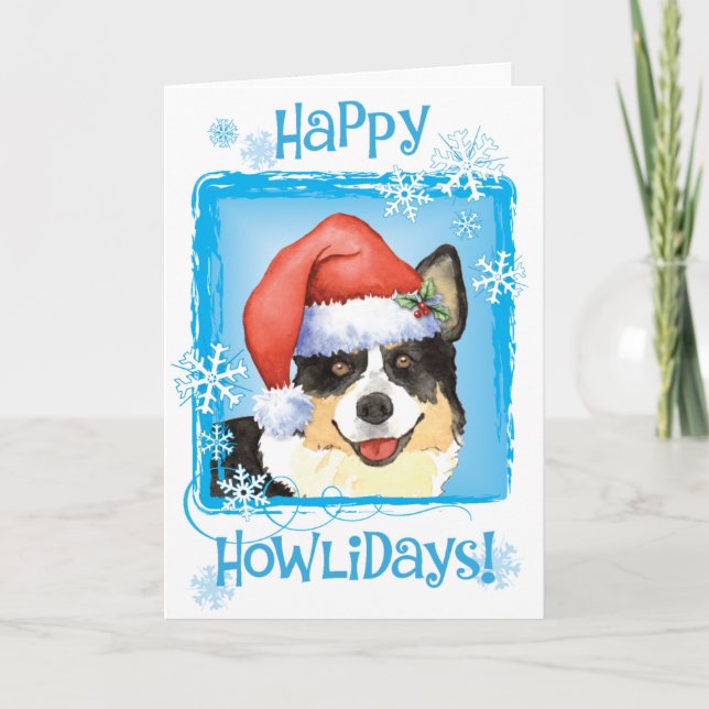 Tarjeta Festiva Navidades Cardigan Welsh Corgi (Anverso)