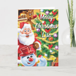 Tarjeta Festiva Navidades cargan a Santa y amigos