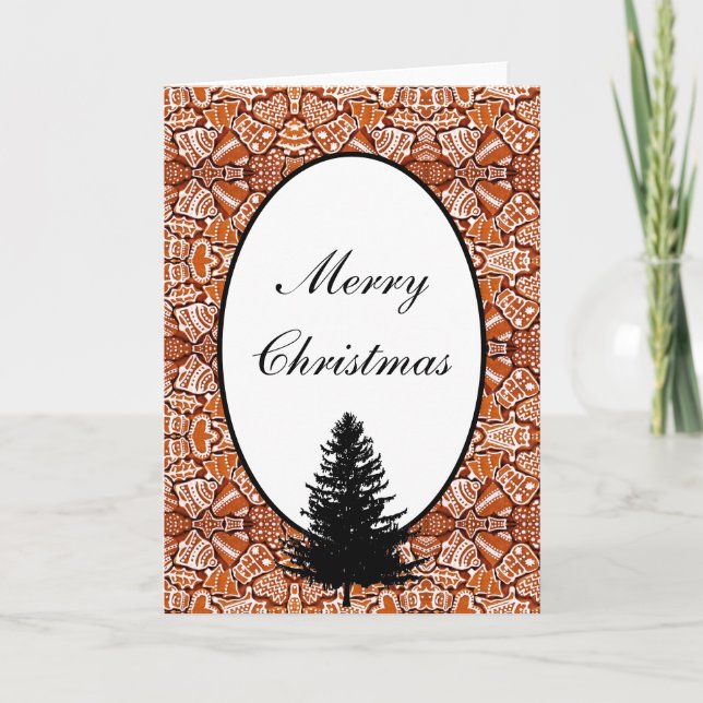 Tarjeta Festiva Navidades cargan galletas de pan de jengibre/árbol (Anverso)