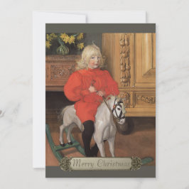 Tarjeta Festiva Navidades Carl Larsson Boy montado en un caballo b