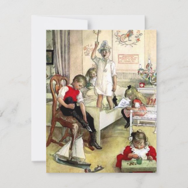 Tarjeta Festiva Navidades Carl Larsson Morning (Anverso)