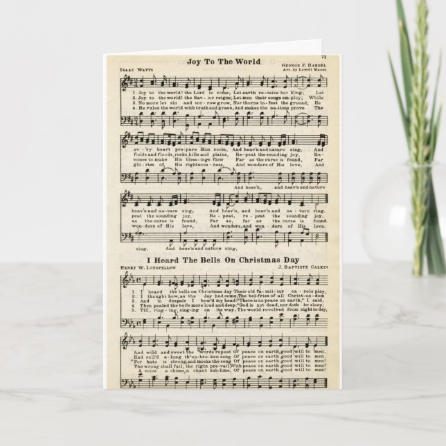 Tarjeta Festiva Navidades Carlos: Alegría al mundo (Anverso)