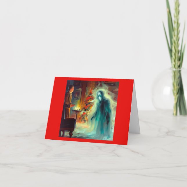 Tarjeta Festiva Navidades Carol Fantasma de Navidades Futuro (Anverso)