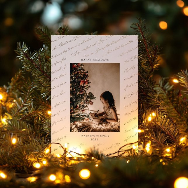 Tarjeta Festiva Navidades Carol Script Faux Relieve metalizado dor (Subido por el creador)